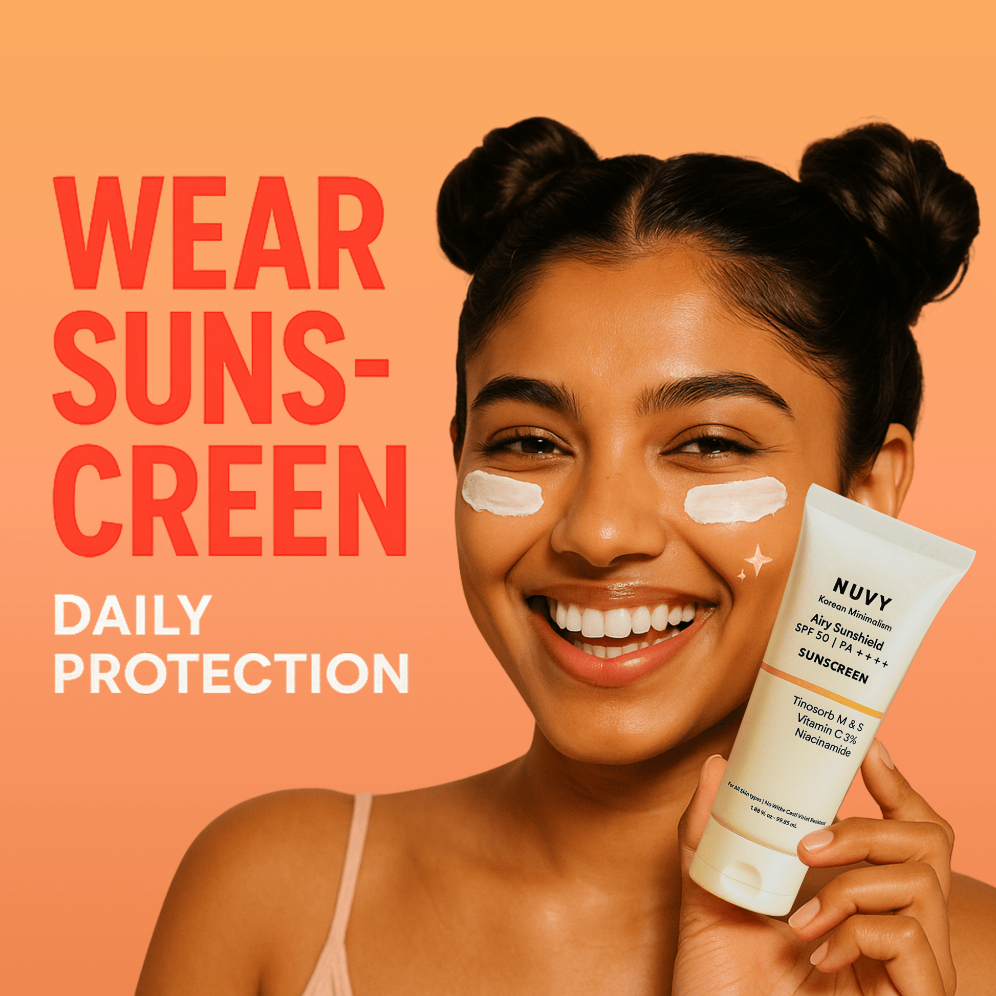 Airy Sunshield SPF 50+ | Vitamin C + Tinosorb M & S For All Skin Type - Nuvy